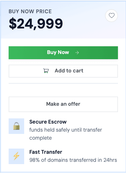 Buy now domain card